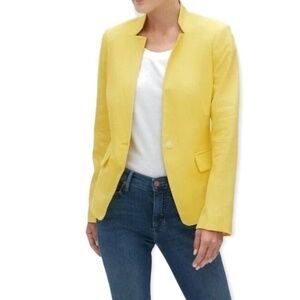 Banana Republic Inverted Collar Linen Blend Blazer | Yellow | 14